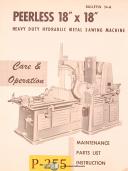 Peerless 18" x 18", Hydraulic Metal Band Saw Machine, Maintenance & Parts Manual